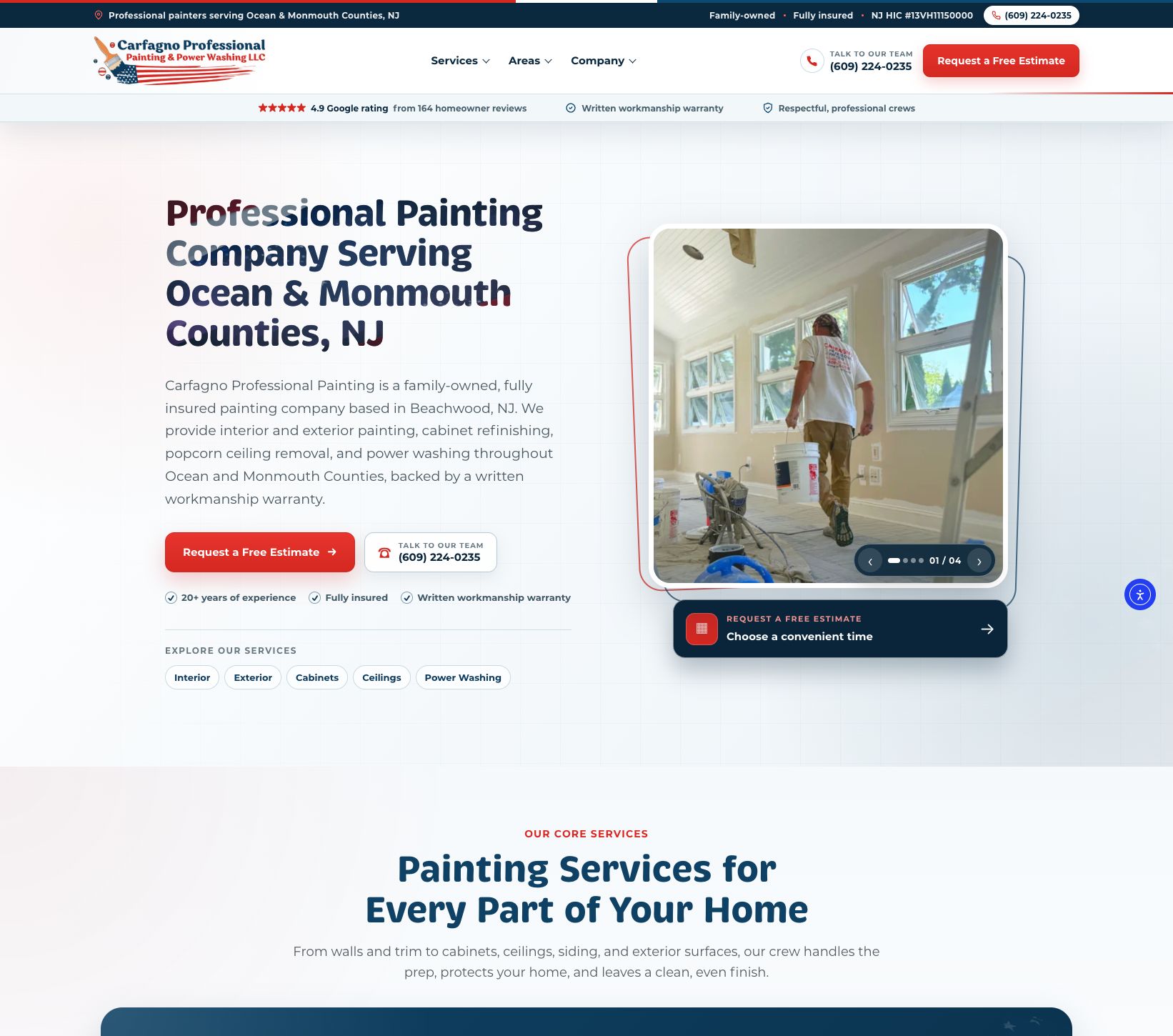 Painting & finishes website screen preview
