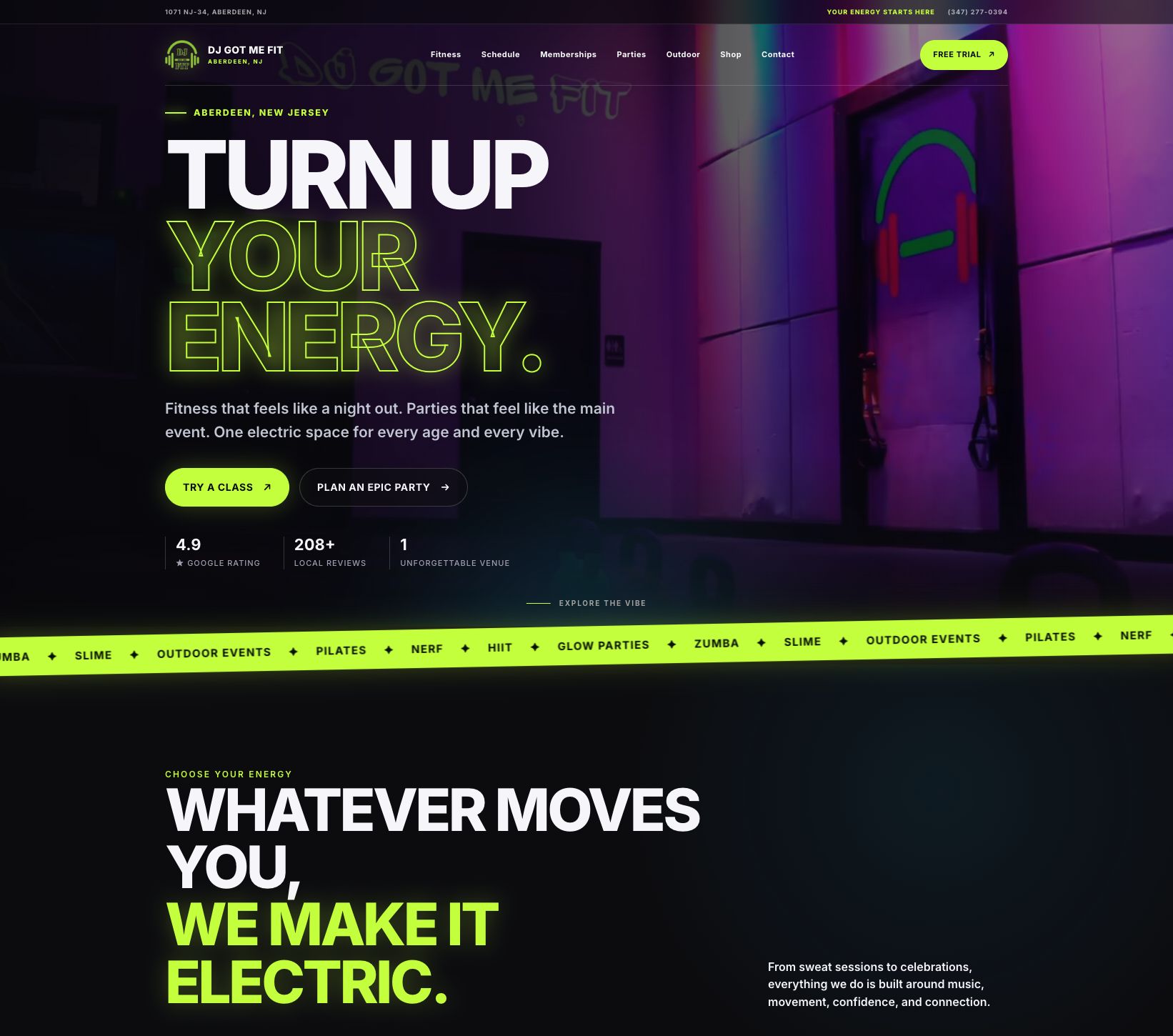 Fitness & events website screen preview