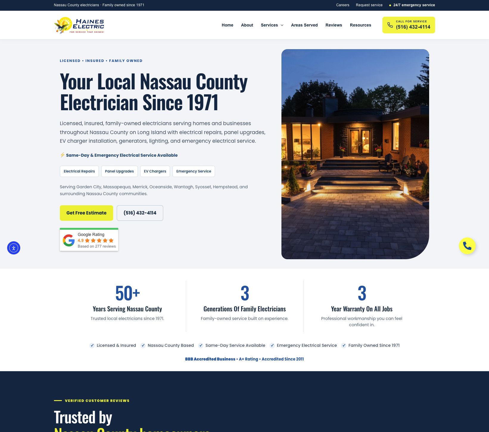 Electrical services website screen preview
