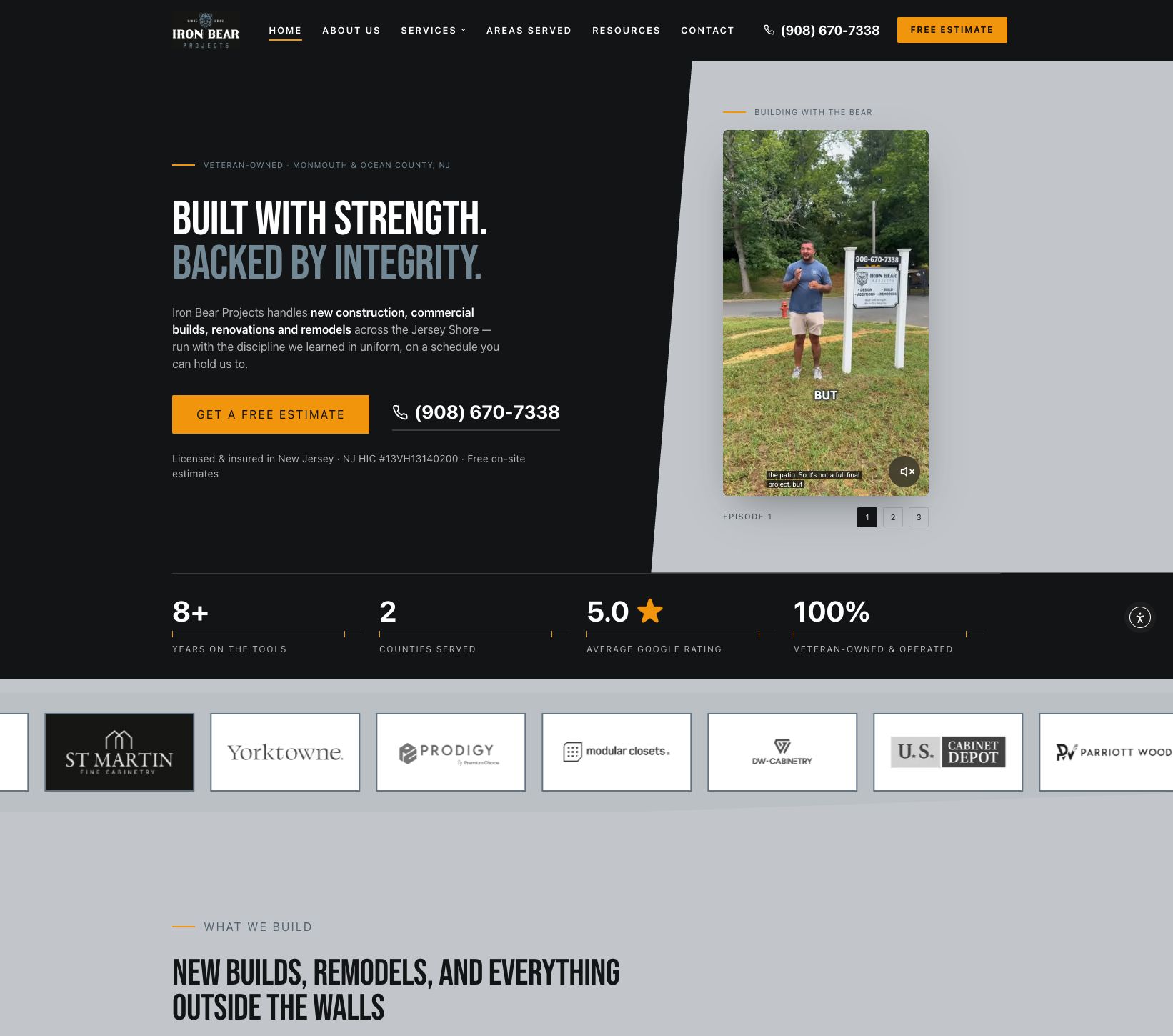 Construction & remodeling website screen preview