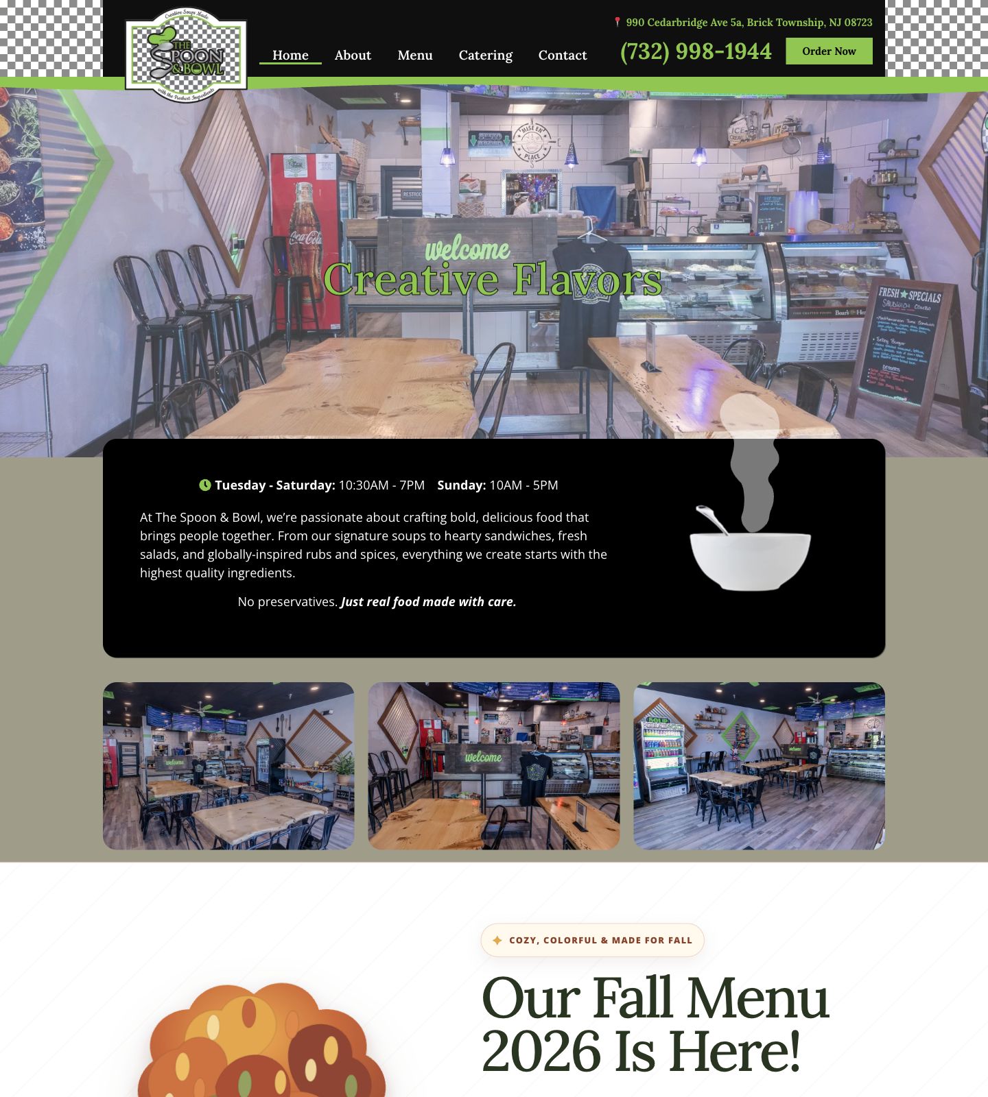 Food and hospitality website screen preview
